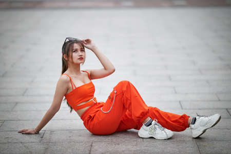 Ho Chi Minh city, Viet Nam: Beautiful Vietnamese girl with a sporty style full of personalityの写真素材