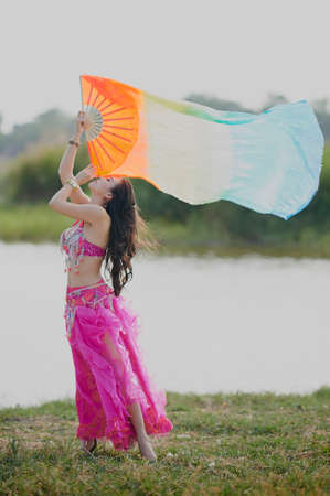 Ho Chi Minh City, Vietnam: Vietnamese girl with extremely sexy body, in belly dance costumeの写真素材