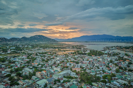 Dawn in Phan Rang city, Ninh Thuan province, Vietnamの写真素材