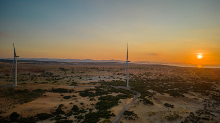 June 17, 2022: dawn at Bau Trang in Phan Thiet city, Binh Thuan province, Vietnamの写真素材