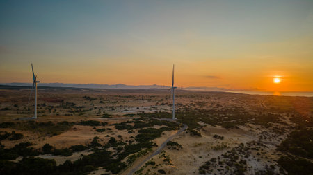June 17, 2022: dawn at Bau Trang in Phan Thiet city, Binh Thuan province, Vietnamの写真素材