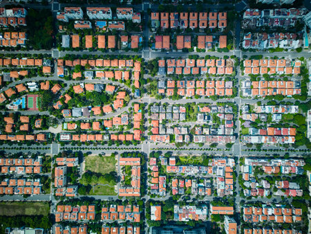 June 14, 2022: scene of Phu My Hung residential area, district 7, Ho Chi Minh city, Vietnamのeditorial素材