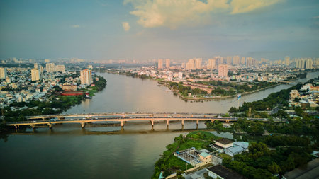 June 8, 2022: Binh Trieu Bridge on National Highway 13, Ho Chi Minh City, Vietnamのeditorial素材