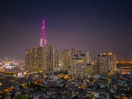 March 1, 2023: panoramic view of Landmark residential area, where 81-storey building is located, Binh Thanh district, Ho Chi Minh cityのeditorial素材