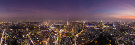 March 1, 2023: panoramic view of Landmark residential area, where 81-storey building is located, Binh Thanh district, Ho Chi Minh cityのeditorial素材