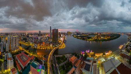 January 28, 2023: view of Ho Chi Minh City, Vietnam at night