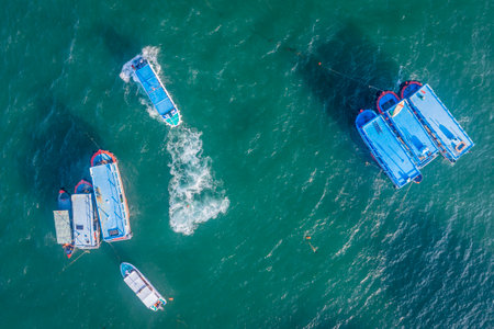 February 15, 2024: scene of a fishing village located on the coast of Nha Trang city, Vietnam in the...