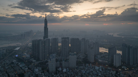 August 12, 2023: Panorama of Landmark residential area, where the 81-storey building is located,...
