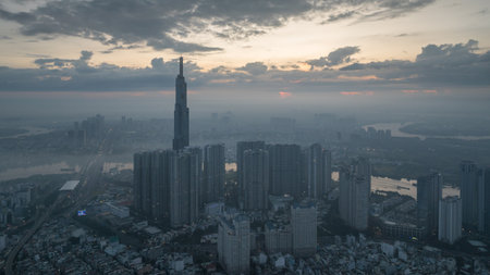 August 12, 2023: Panorama of Landmark residential area, where the 81-storey building is located,...