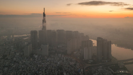 August 12, 2023: Panorama of Landmark residential area, where the 81-storey building is located,...