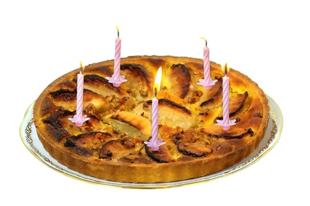 An Apple pie for birthday.の写真素材