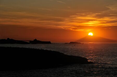 sunset in french Biarritzの写真素材