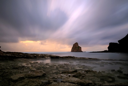 A long pose on the French coasts (Hendaye).の写真素材