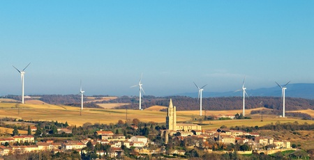 a wind turbines in the South of France (Avignonet-Lauragais)の写真素材