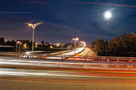the ring road of the city of Bordeaux French, one evening in the moonlight の写真素材