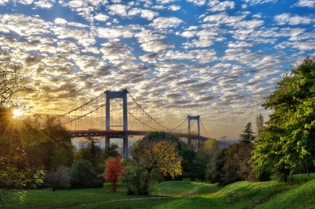 the great bridge of Aquitaine Bordeaux Franceの写真素材