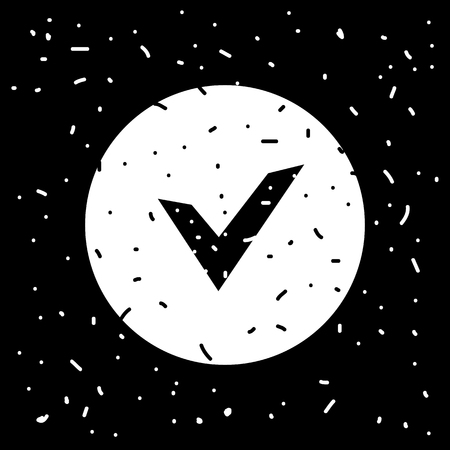 Chek, ok, yes icon approved vector illustration on black backgroundのイラスト素材