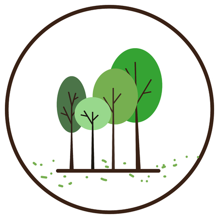Tree icon in white circle with black border  illustration.のイラスト素材