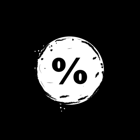 Percent sign icon vector illustration on black backgroundの写真素材