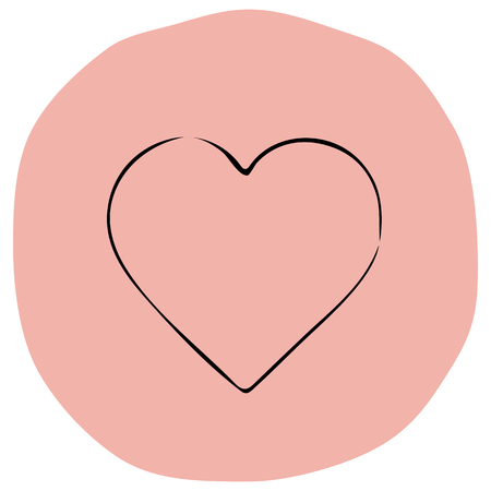 Heart icon. Vector illustration on pink backgroundの写真素材