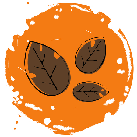 Autumn leaf vector illustration on orange backgroundのイラスト素材