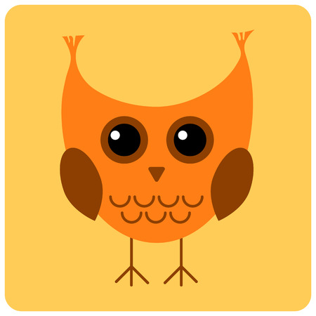 Owl flat icon vector illustration on yellow backgroundのイラスト素材