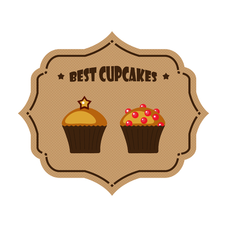 Cupcake icon vector illustration on beige background. Eps10のイラスト素材