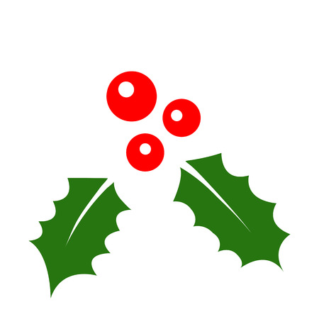 Christmas holly with berries. Vector illustration on white backgroundの写真素材