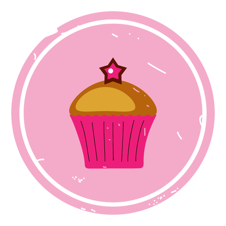 Cupcake icon vector illustration on pink background. Eps 10の写真素材
