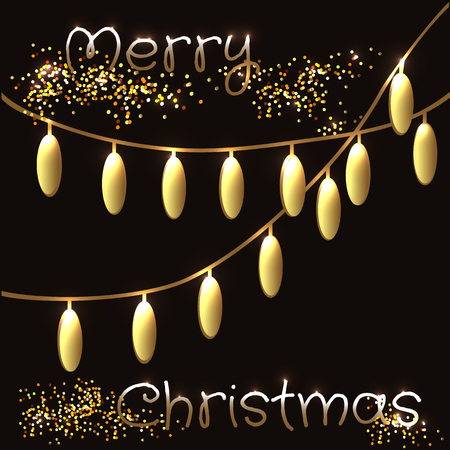 Christmas lights. Holiday garland with golden lightsのイラスト素材