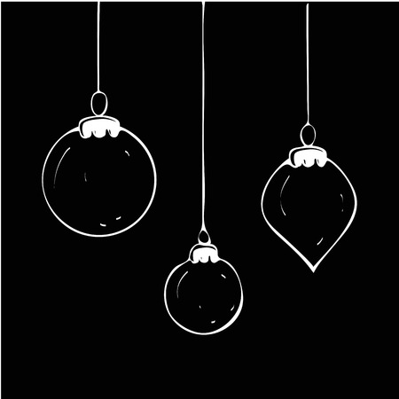 Christmas balls set on black background. Vector Illustration. Eps10のイラスト素材