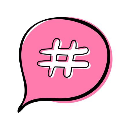 Speech bubble and Hashtag sign icon Vector illustration on white bacgroundのイラスト素材