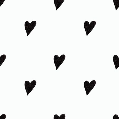 Seamless pattern with hearts on white background Watercolor illustration. Valentines dayの写真素材