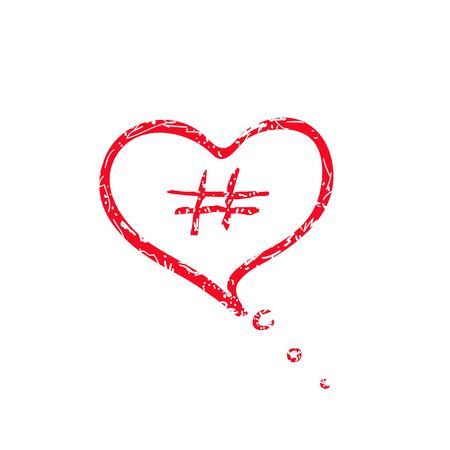 Red heart icon and hashtag on a white background, eps10のイラスト素材