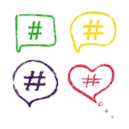 Set of hashtags icon. hand drawn hashtags vector illustrationのイラスト素材