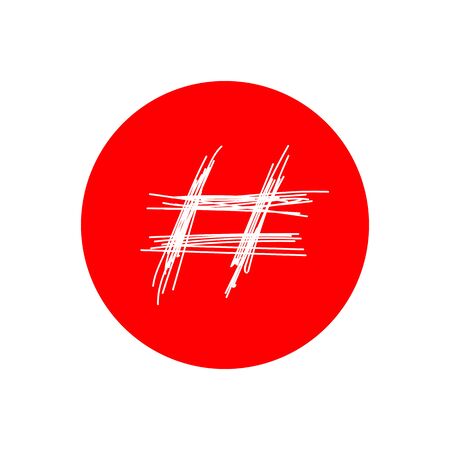 Hashtag sign icon vector illustration on red background