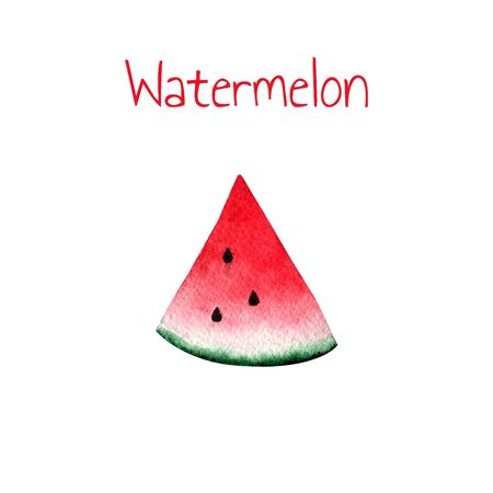 Watercolor watermelon slice on white background.の写真素材