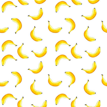 Seamless pattern with yellow bananas on white background.Marker illustration.の写真素材