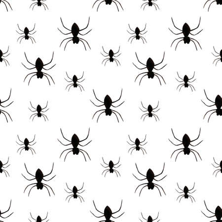Hallowen seamless pattern with spiders on white background. Watercolor illustrationの写真素材