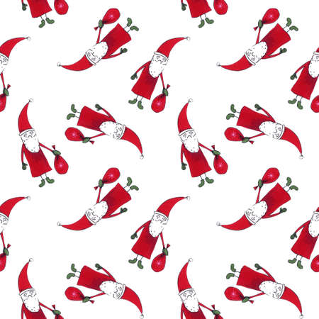 Christmas seamless pattern with Santa Claus. Drawing markersの写真素材