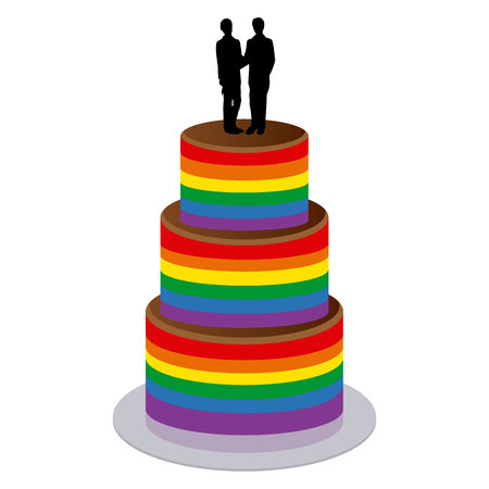 Wedding cake with two gay menのイラスト素材