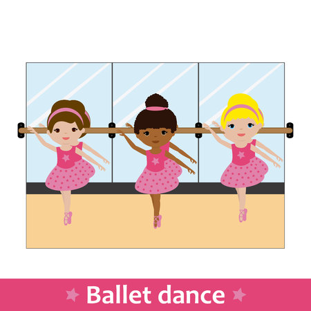 Ballerinas with bar and mirrorのイラスト素材