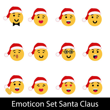 Emoticons Santa Claus on white background.のイラスト素材