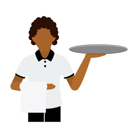 African waiter on white background.のイラスト素材