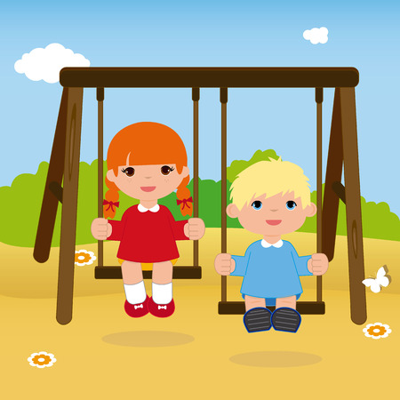 Children swaying illustrationのイラスト素材