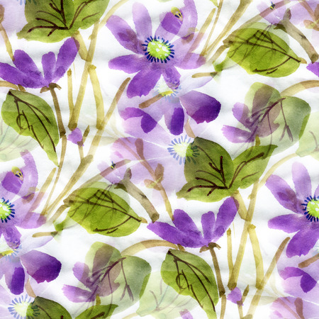 Seamless pattern with violet watercolor flowers.の写真素材