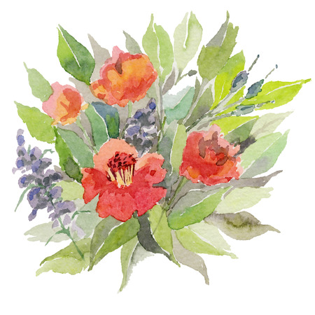 Watercolor flowers. Vector illustration.のイラスト素材