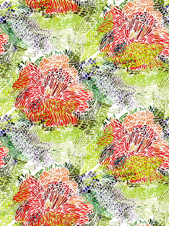 Seamless pattern -  flower background.Vector illustration.のイラスト素材