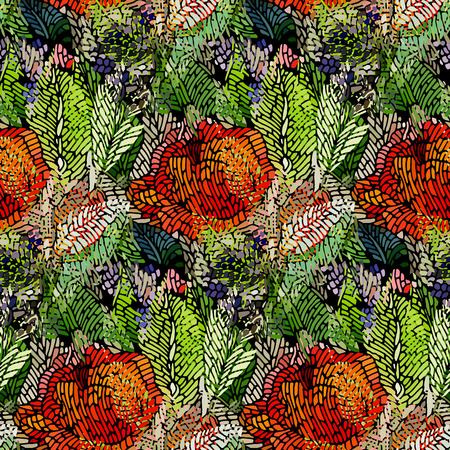 Seamless pattern -  flower background.Vector illustration.のイラスト素材