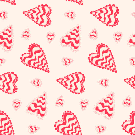 Seamless pattern with hearts in doodle style. Vector illustration.